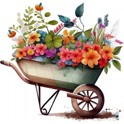 Sticker decorativ, Roaba cu Flori, Multicolor, 62 cm, 1261STK-4