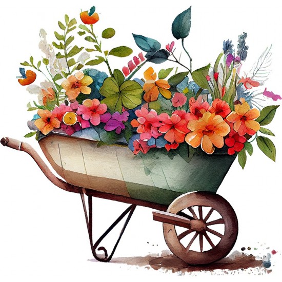 Sticker decorativ, Roaba cu Flori, Multicolor, 62 cm, 1261STK-4