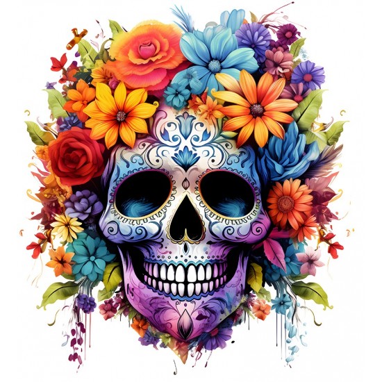 Sticker decorativ, Skull, Portocaliu, 65 cm, 1357STK-2