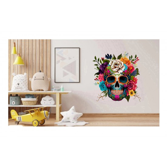 Sticker decorativ, Sugar Skull, Multicolor, 64 cm, 1201STK-1 Sticker decorativ, Sugar Skull, Multicolor, 64 cm, 1201STK-1