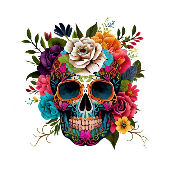 Sticker decorativ, Sugar Skull, Multicolor, 64 cm, 1201STK-1 Sticker decorativ, Sugar Skull, Multicolor, 64 cm, 1201STK-1
