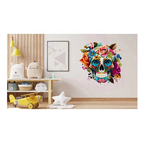 Sticker decorativ, Sugar Skull, Multicolor, 64 cm, 1201STK-3 Sticker decorativ, Sugar Skull, Multicolor, 64 cm, 1201STK-3