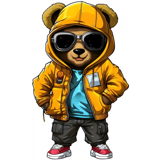 Sticker decorativ, Teddy Hip Hop, Galben, 90 cm, 1332STK Sticker decorativ, Teddy Hip Hop, Galben, 90 cm, 1332STK