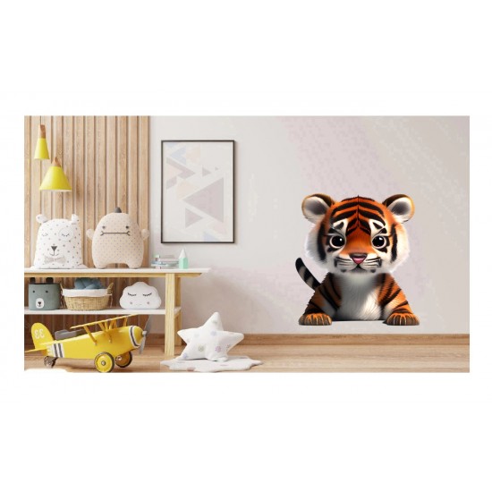 Sticker decorativ, Tigru, Portocaliu, 66 cm, 1221STK