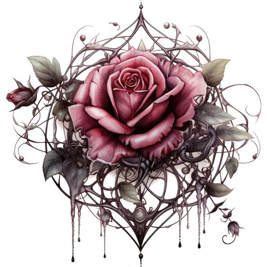 Sticker decorativ, Trandafiri, Roz, 62 cm, 1343STK-14