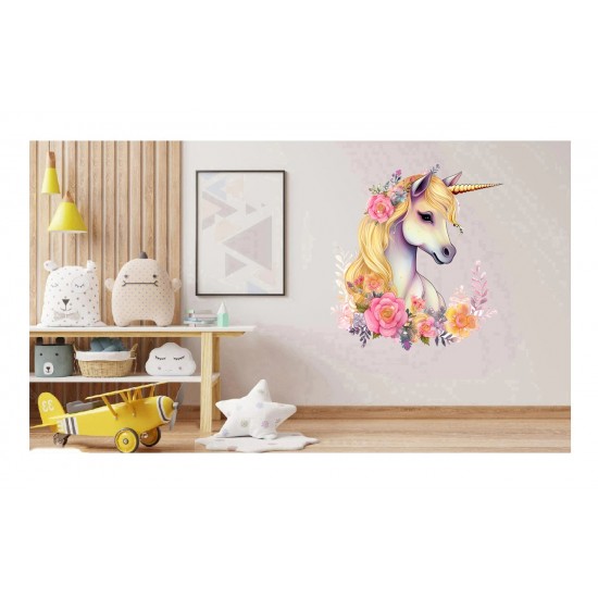 Sticker decorativ, Unicorn, Galben, 61 cm, 1287STK-2