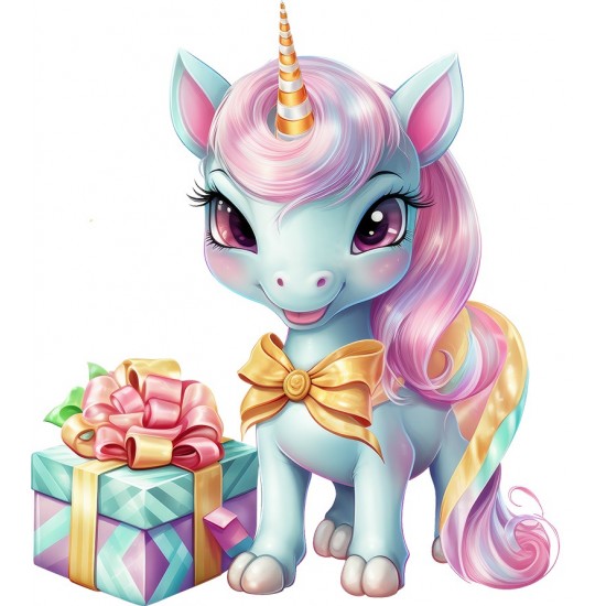 Sticker decorativ, Unicorn, Turcoaz, 67 cm, 1333STK-5