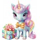 Sticker decorativ, Unicorn, Turcoaz, 67 cm, 1333STK-5