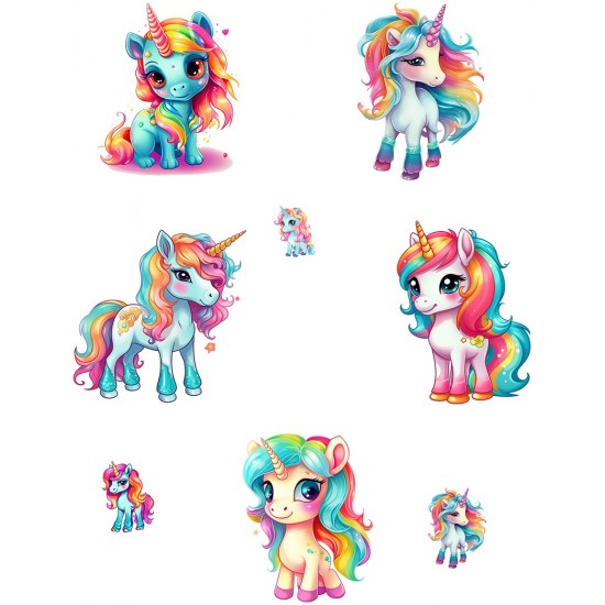 Sticker decorativ Waterproof cu Unicorni, 78x60 cm, 1314STK-2 Sticker decorativ Waterproof cu Unicorni, 78x60 cm, 1314STK-2