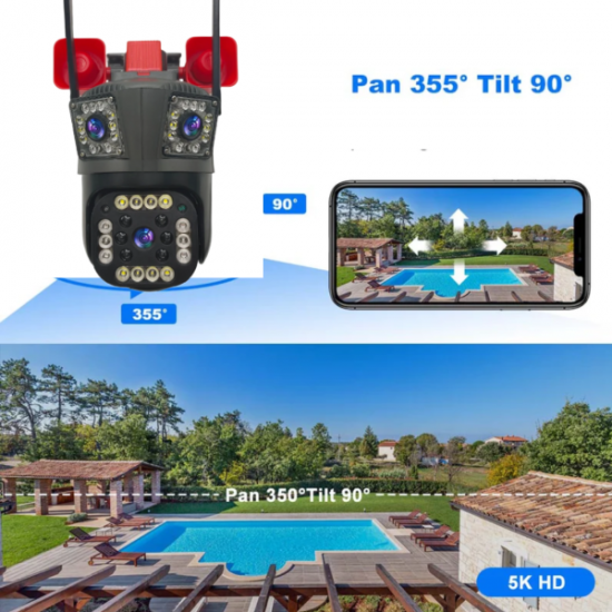 Camera de Supraveghere Tripla, Ethernet, Slot 4G SIM,12MP Ultra HD, Zoom 5X, Night Vision Color, Audio 2-Way Camera de Supraveghere Tripla, Ethernet, Slot 4G SIM,12MP Ultra HD, Zoom 5X, Night Vision Color, Audio 2-Way